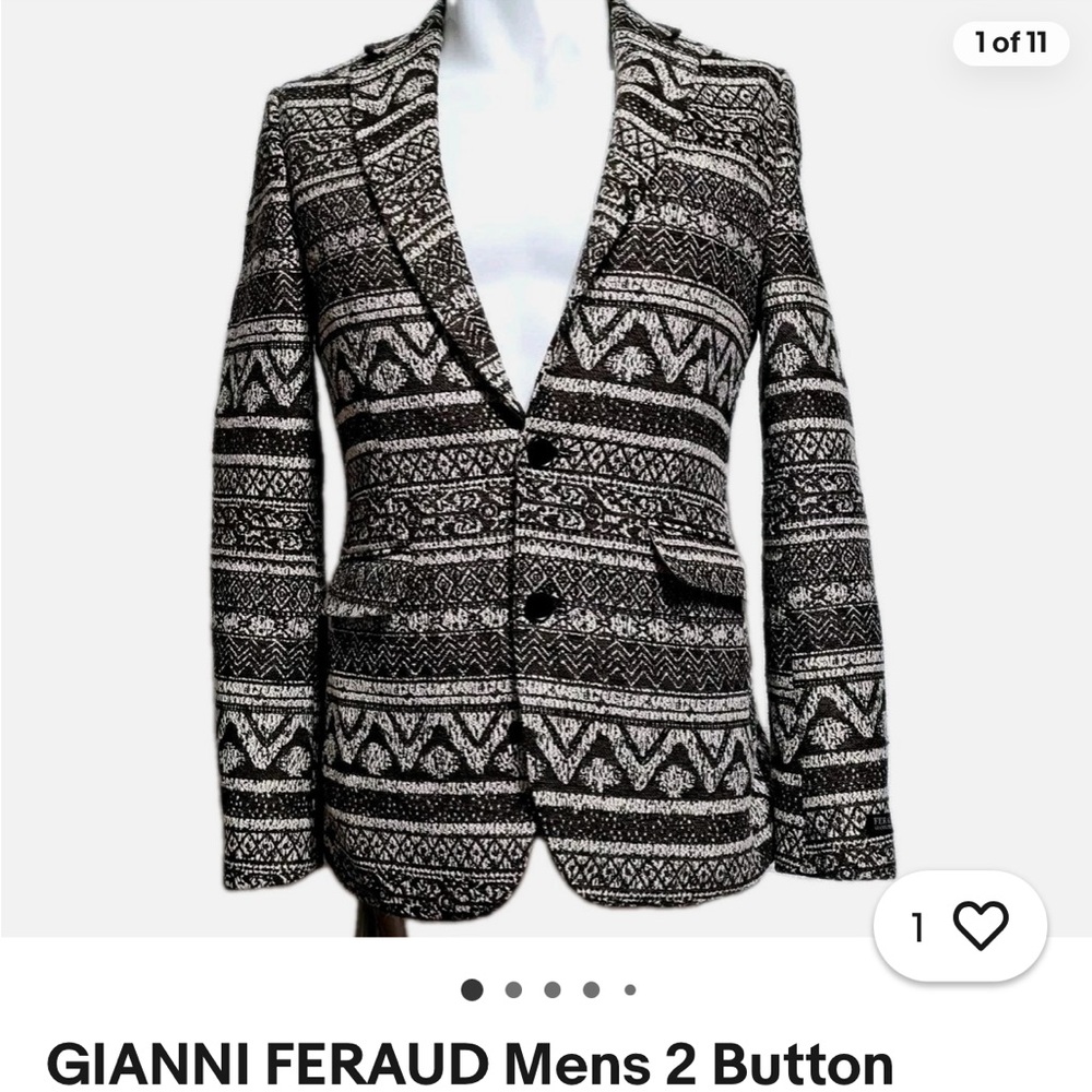 Gianni Feraud Black and White Patterned Blazer